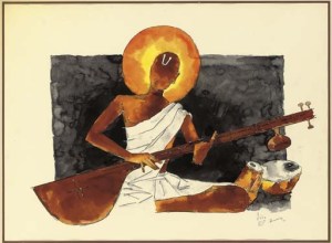 Brahmin playing on Veena